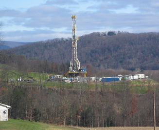 A drilling rig in the Marcellus Shale.  Photo courtesy of wikipedia.org
