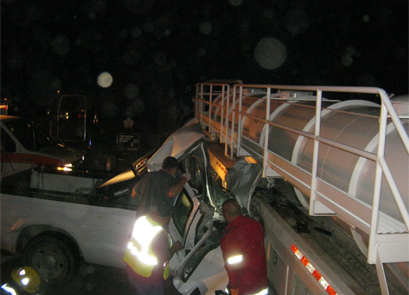 The September 2012 accident on RR-2119 killed the smaller truck's driver and severely injured another passenger, who was "the most hurt person who did not die" from a trucking accident that Ron McCallum has ever represented.