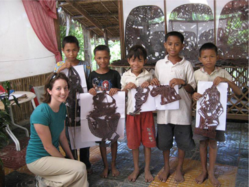 Among Stephanie Gause’s favorite travel keepsakes are leather shadow puppets hand-tooled by youngsters in Siem Reap, Cambodia.
