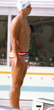 Brian Farlow readies for swimming competition ar 1984 Los Angeles Games.