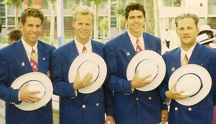 The 1992 U.S. Penthatlon Team (left to right): Michael Gostigian, Conrad Adams, Rob Stull and Jim Haley.